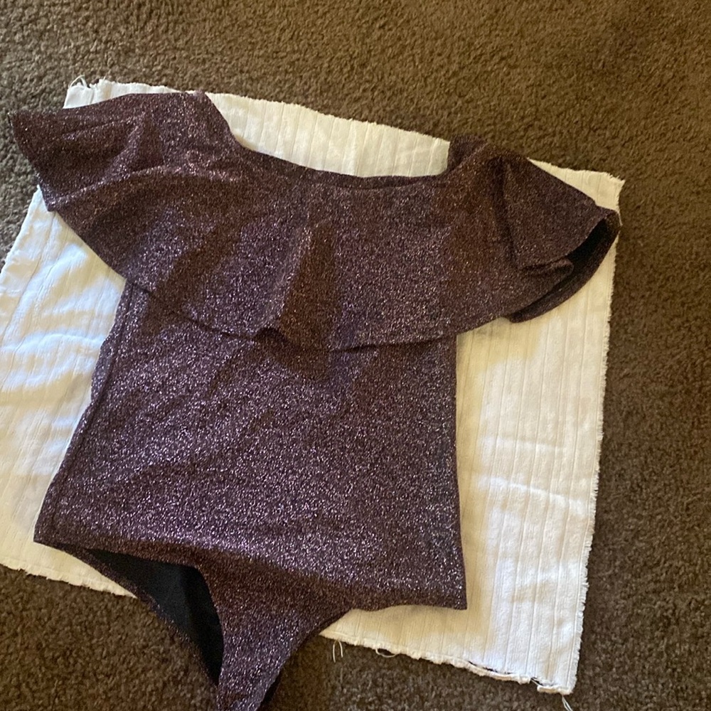 Shimmered body suit, worn once